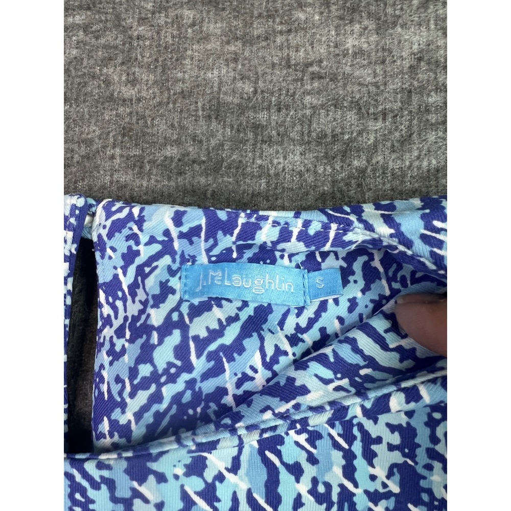 J.McLaughlin Catalina Cloth Sheath Dress Blue White Abstract Print Pockets S - Picture 5 of 12